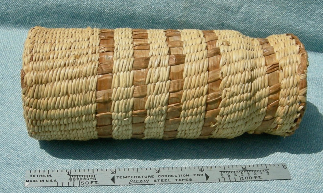 antique PACIFIC NW NATIVE AMERICAN NOOTKA, MAKAH HANDMADE BASKETRY GLASS JAR