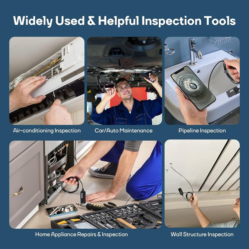 Versatile Inspection Camera for Tight Spaces, Compatible with Mobile Devices