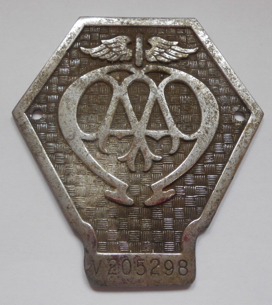 1930`S - 2ww AA card badge  member  number V205298  RETURN ON MEMBERSHIP ENDING