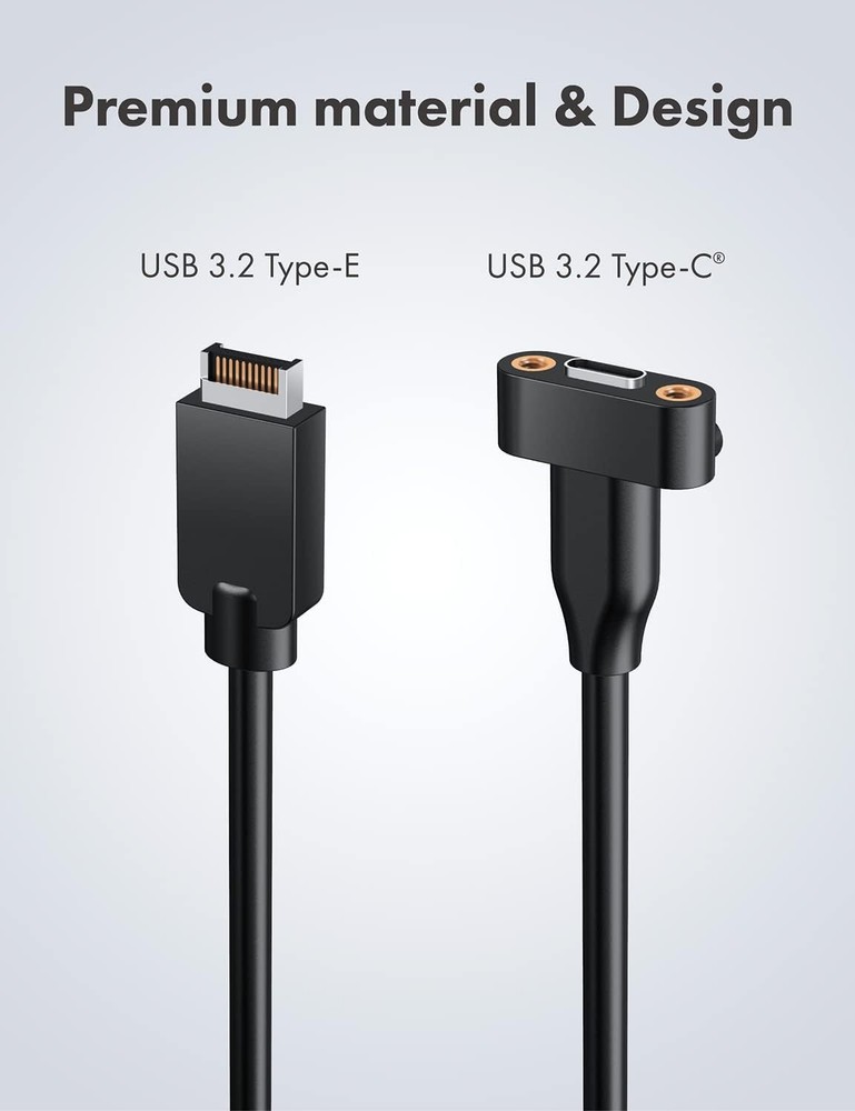 GRAUGEAR 20Gbps USB 3.2 Gen 2x2 USB-C Front Panel Type-C Adapter, Silver