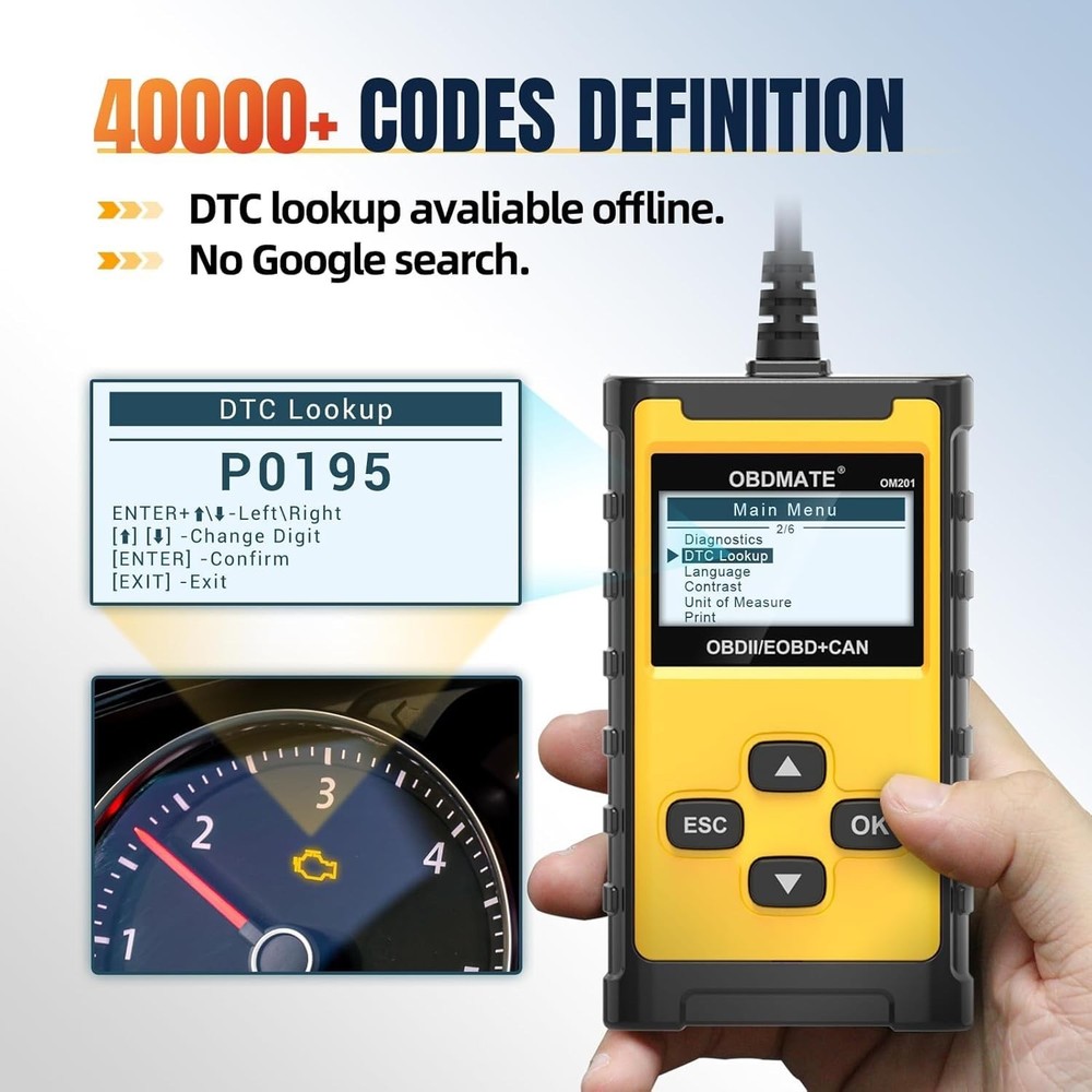 Compact OM201 Check Engine Code Reader: Your Essential OBDII Diagnostic Partner