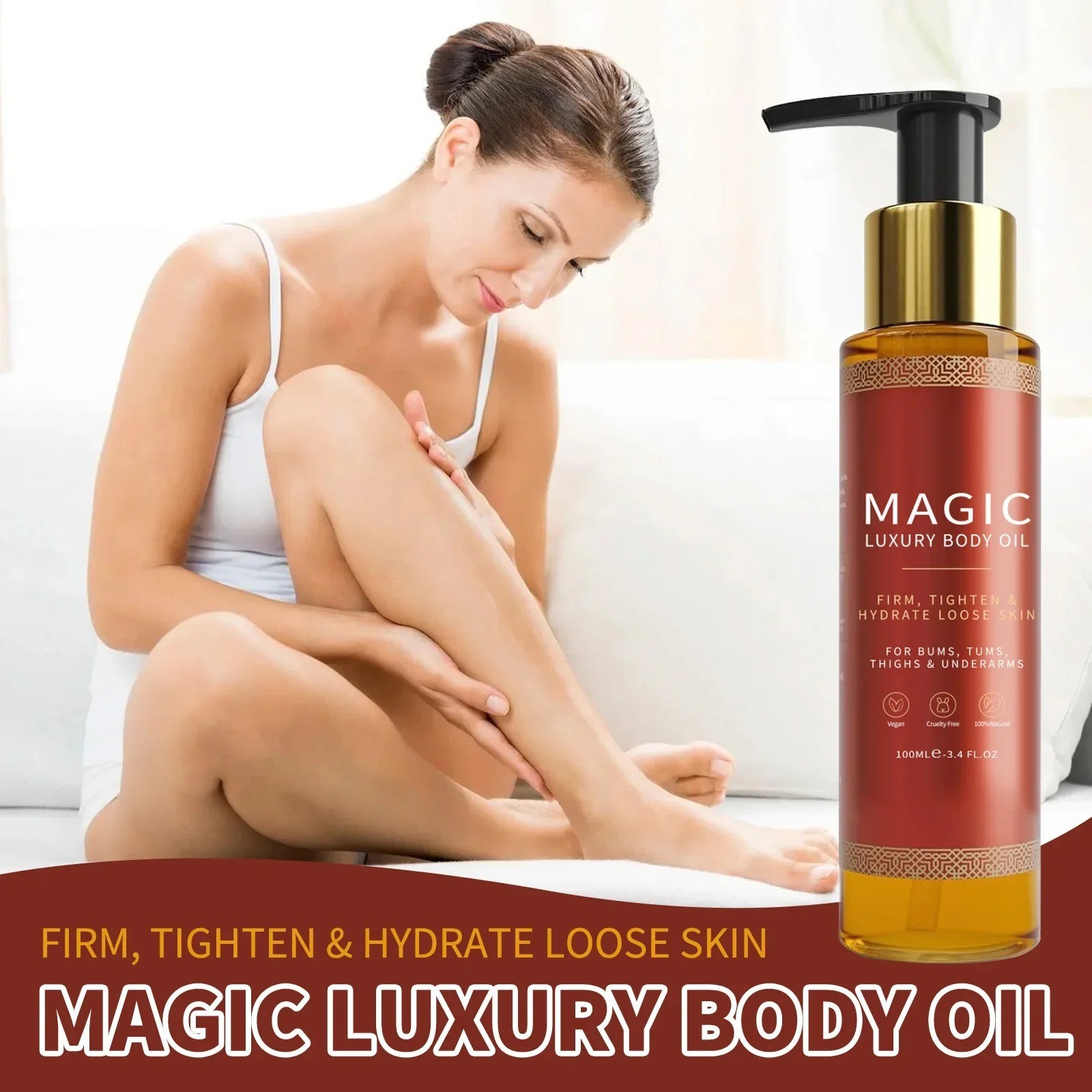 Besque Magic Luxury Body Oil 3.4 oz Firms Tighten & Hydrate Loose Skin Pump