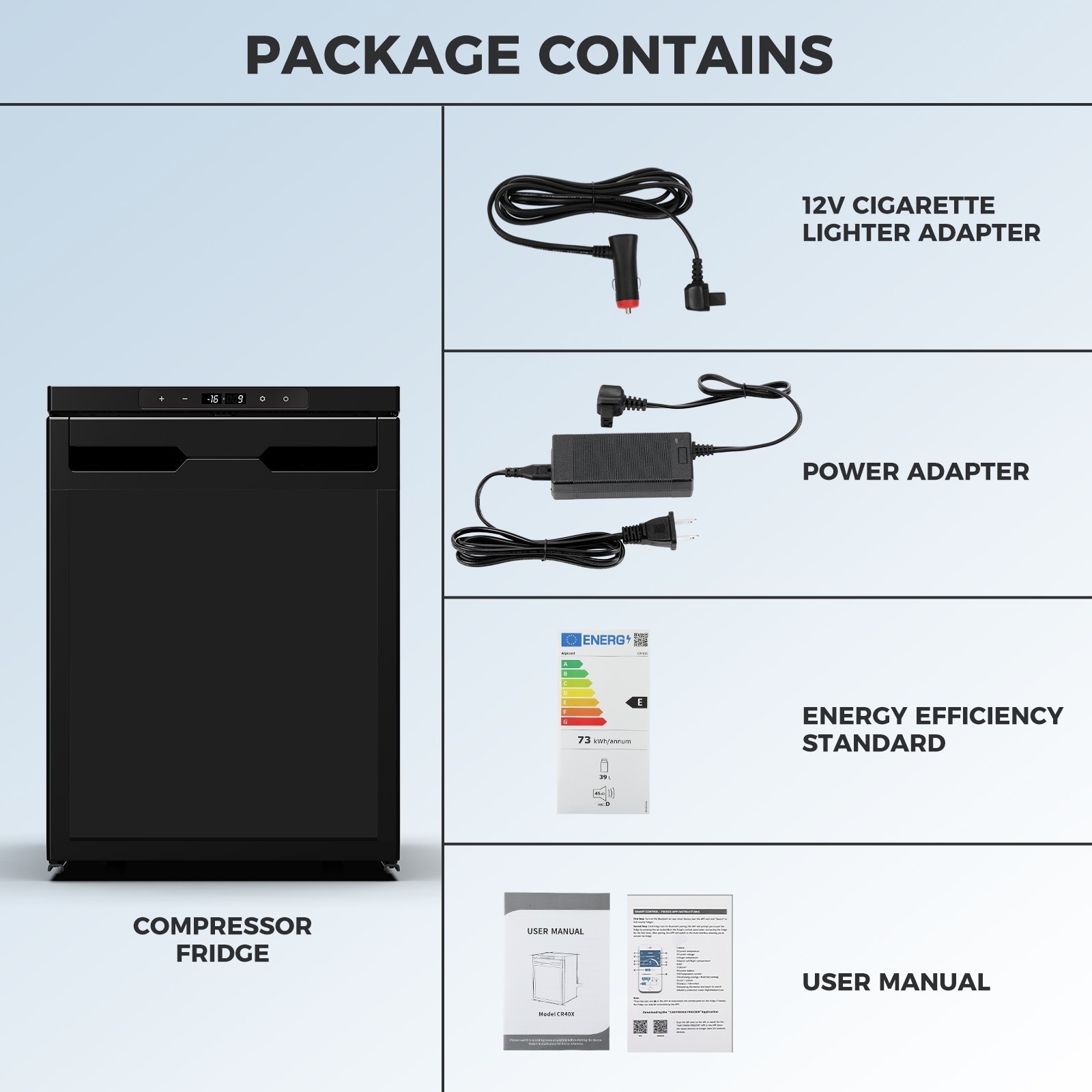 12V/24V 110V APP Camper Refrigerator Truck RV Refrigerator with Freezer 1.4cu ft