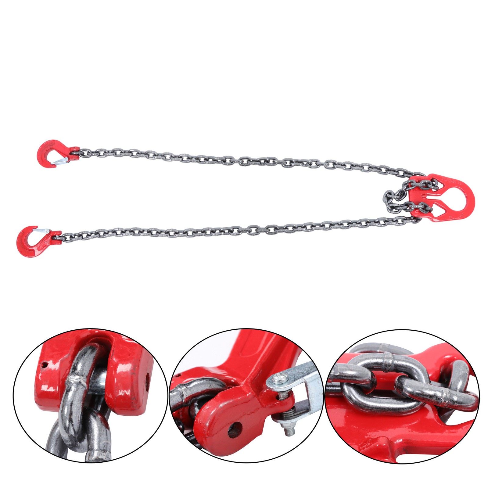 Chain Sling 3/8" x 10Ft 7100lbs G80 Lifting Chains with 2 Legs & Adjuster Hooks