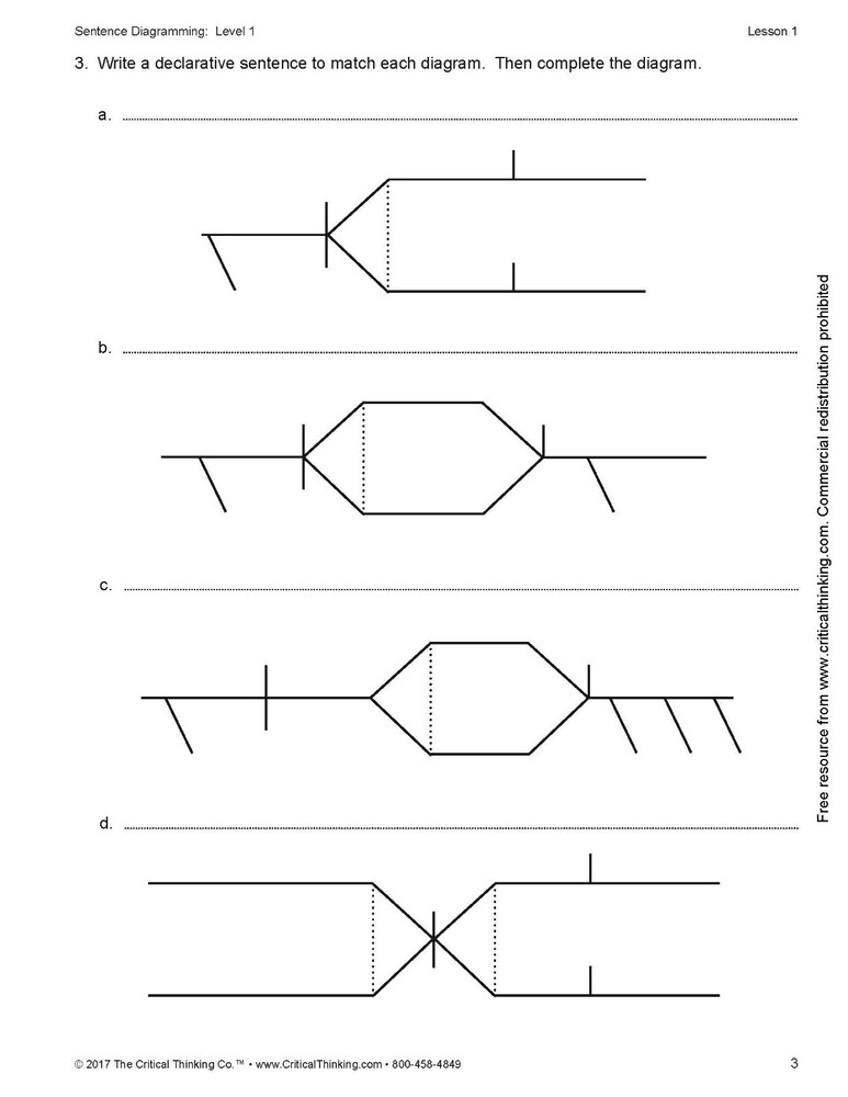 Sentence Diagramming Level 1 Workbook - Learn Sentence Structure for Grades 5+