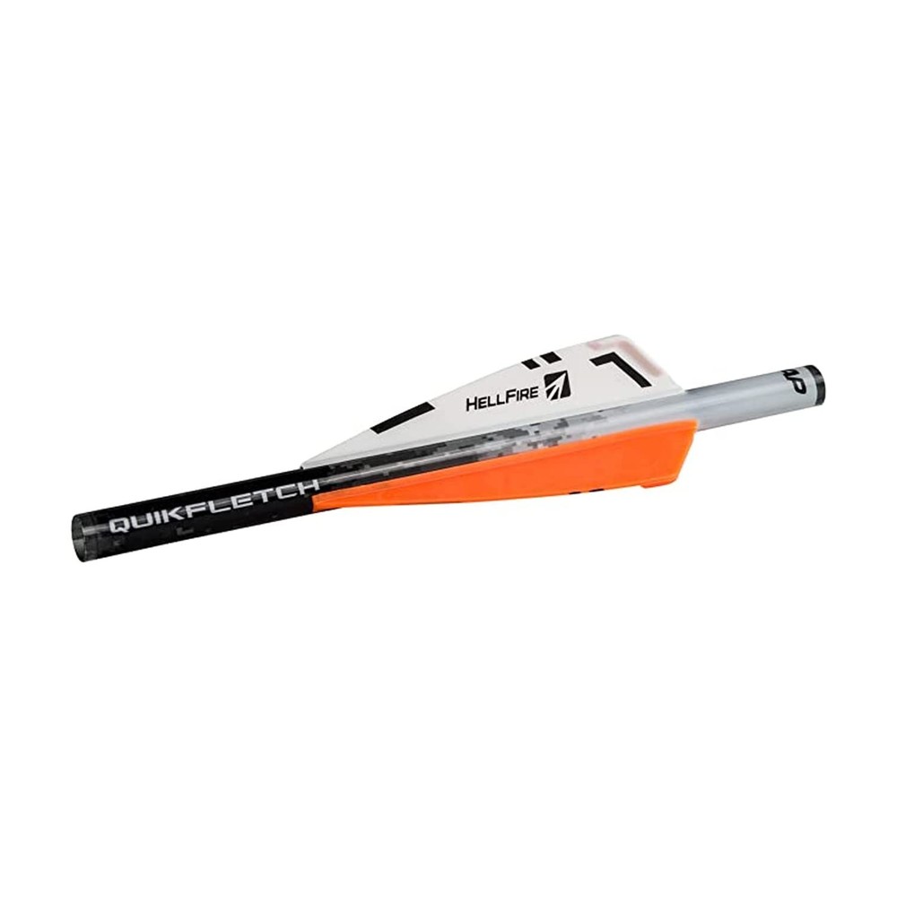 Quikfletch Hellfire Stabilizing Fletching - White/Orange, 3" Vane