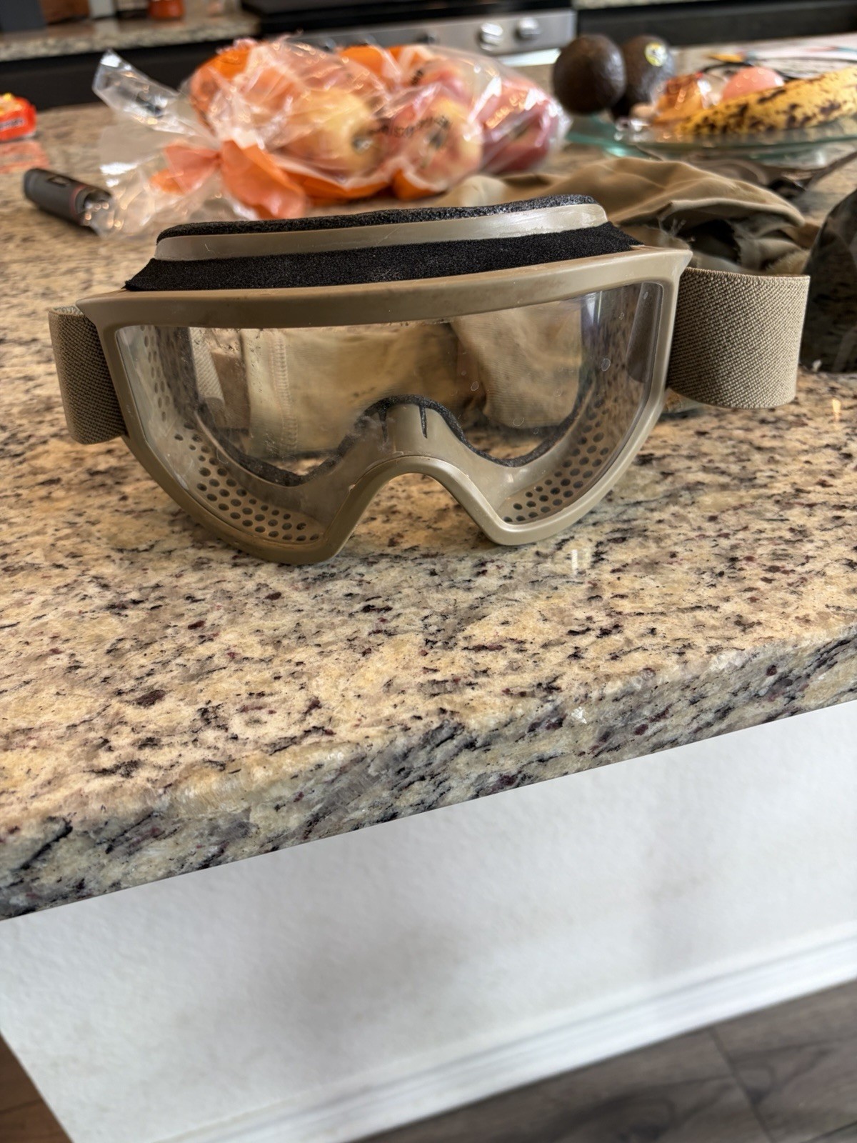 ESS Military Tactical Goggles Interchangeable Clear & Dark Lenses Tan Pouch