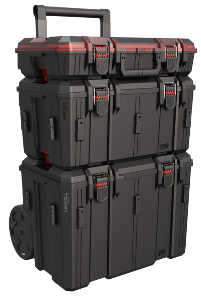 Hyper Tough 3-Pc Heavy Duty Modular Rolling Toolbox System Black