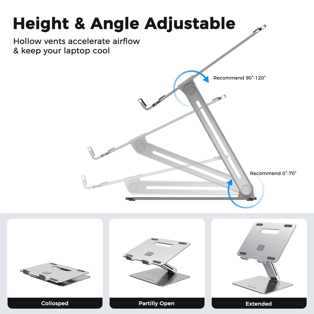 AboveTEK Laptop Stand, Adjustable Portable Computer Riser, Ergonomic Aluminum