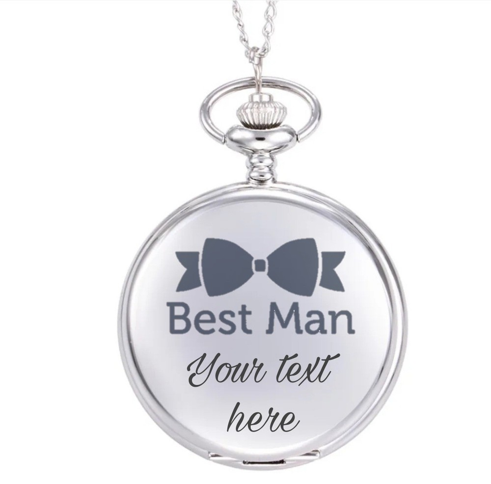 Pocket watch chrome gift box set personalised