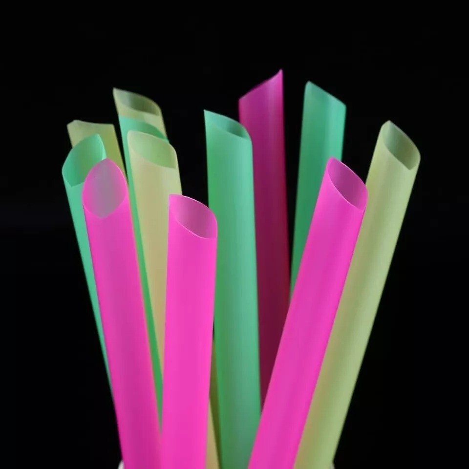 Jumbo Flexible Smoothie Plastic Straws 100 Pcs Assorted Colors Large Bendable