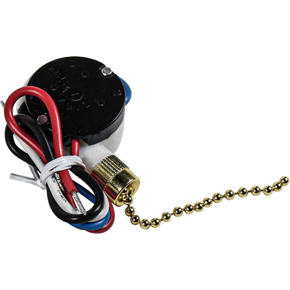 Ceiling Fan Switch for Zing Ear ZE-208s E89885 3-Speed 4-Wire Pull Chain Light