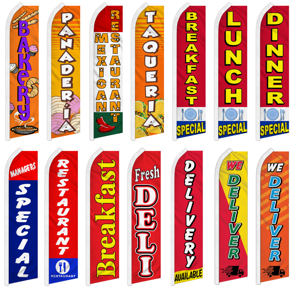 Restaurant Swooper Feather Flutter Flag Specials Delivery