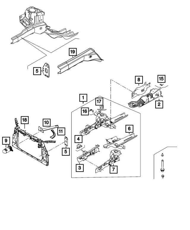 Genuine Mopar Cowl Plenum Bracket Right 68243956aa