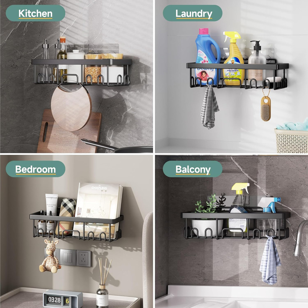 Shower Caddy 6-Pack, Advanced Rustproof Design, No Drilling Adhesive Shelves, Ra