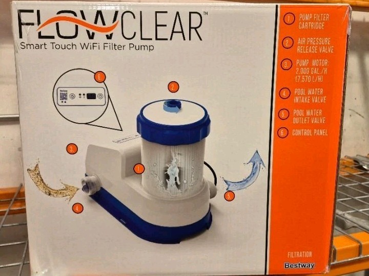Flowclear 2000 Gph Smart Touch Wifi Above-Ground Pool Pump Filter 12000 Gal Pool