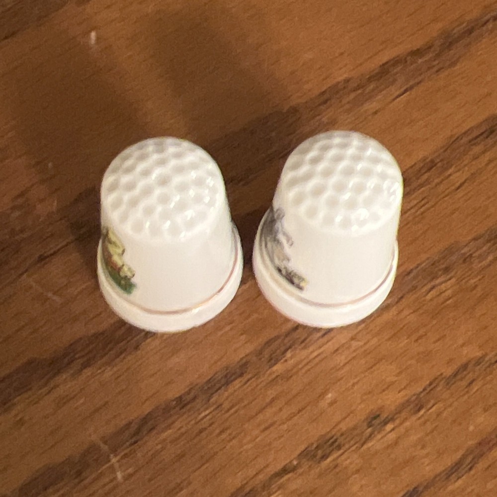Vintage Easter Thimble Lot Porcelain (2) Easter Bunny Easter Chick Easter Rabbit