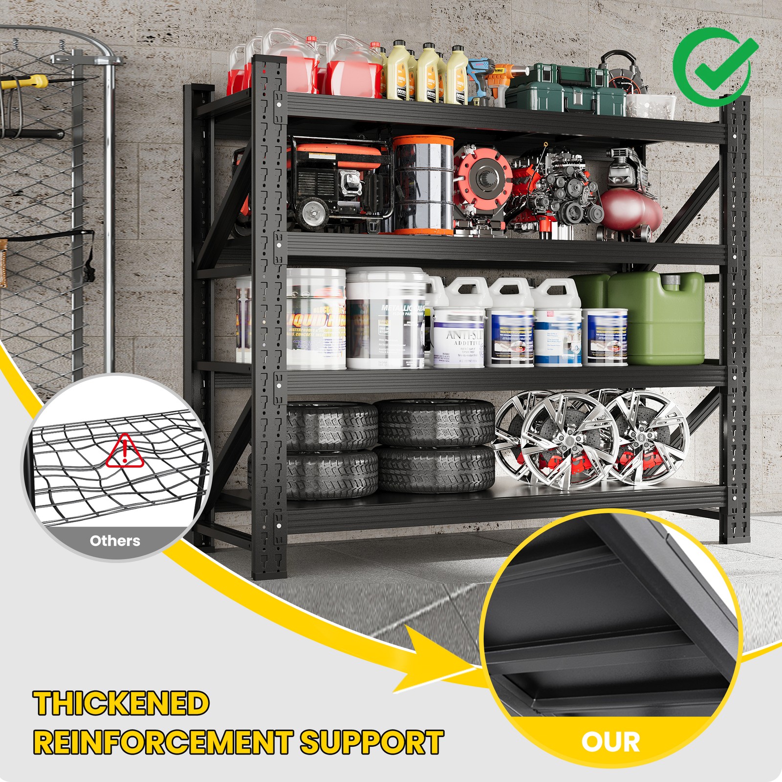 Industrial Garage Storage Shelves 40"W, Heavy Duty Adjustable Steel Rack