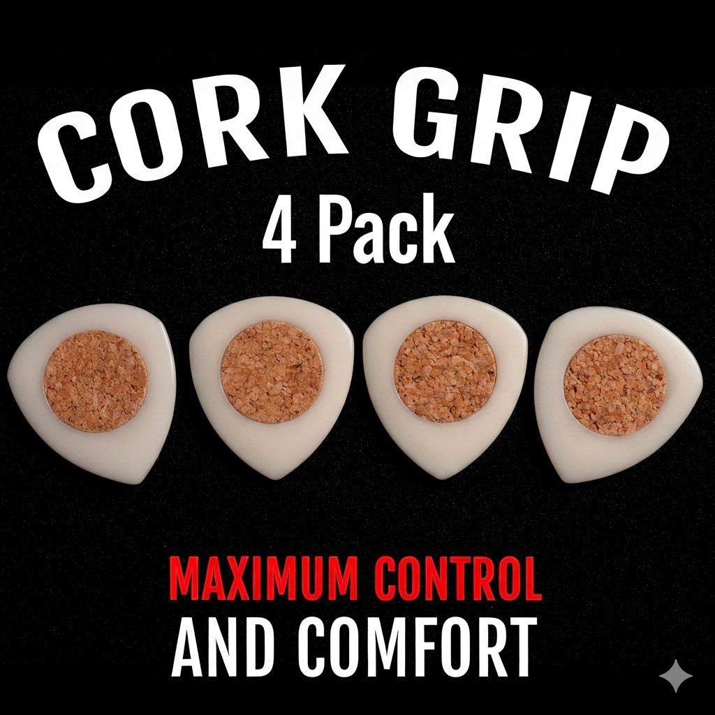 BLACK MOUNTAIN Handcrafted Tagua Guitar Picks with Embedded Cork Grip -Four Pack