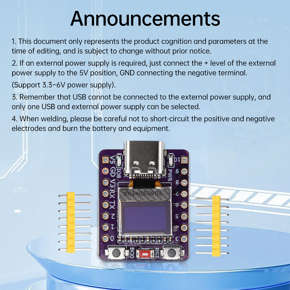ESP32-C3 0.42-inch OLED WIFI Bluetooth Development Board Type-C 4M SPI Flash