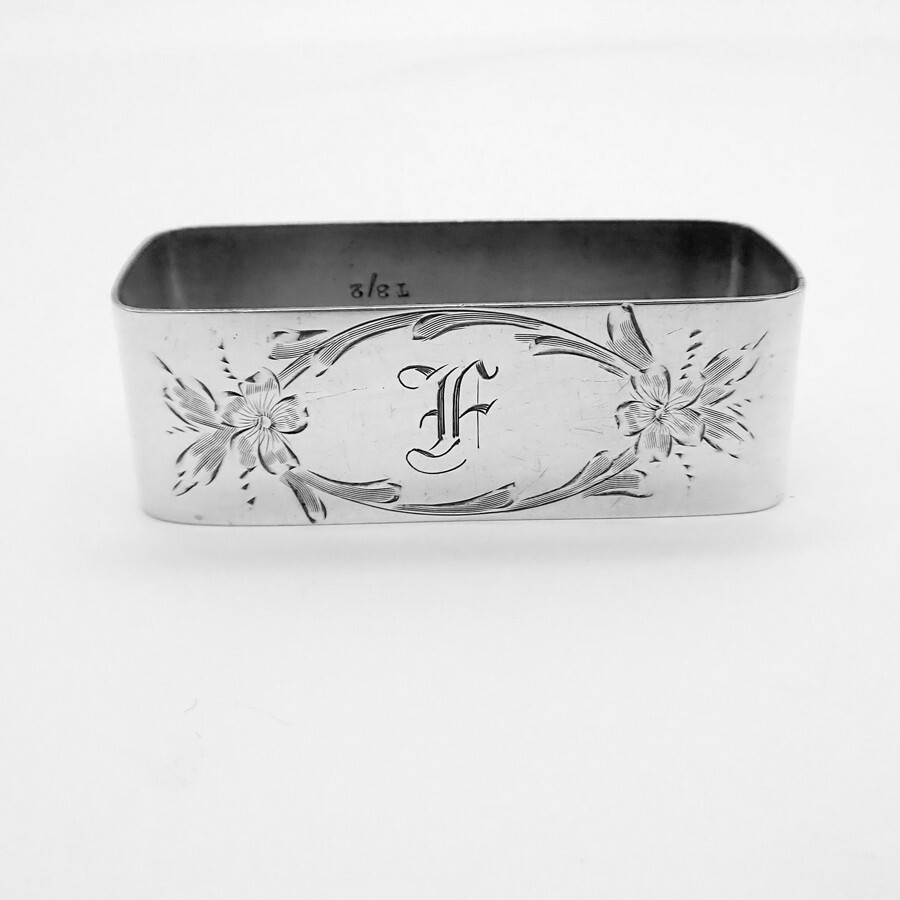 Rectangular Napkin Ring Liebs Sterling Silver 1920 Mono F