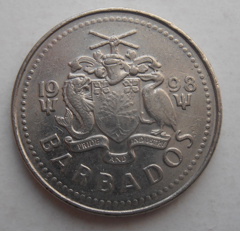 BARBADOS 25 CENTS 1998