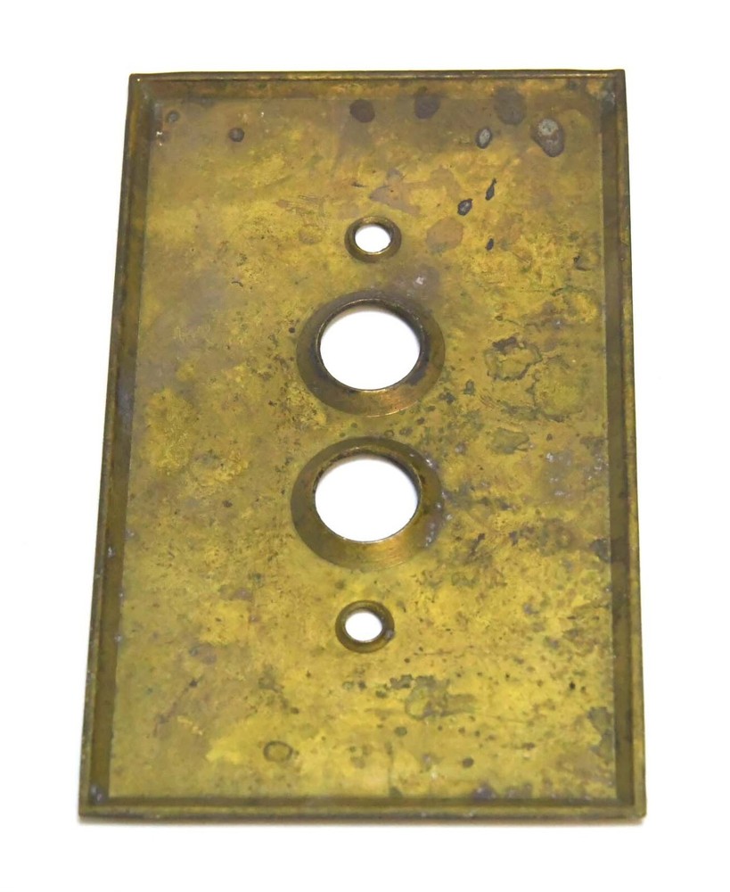 VINTAGE PUSH BUTTON BRASS COVER SWITCH PLATE 6/8-D
