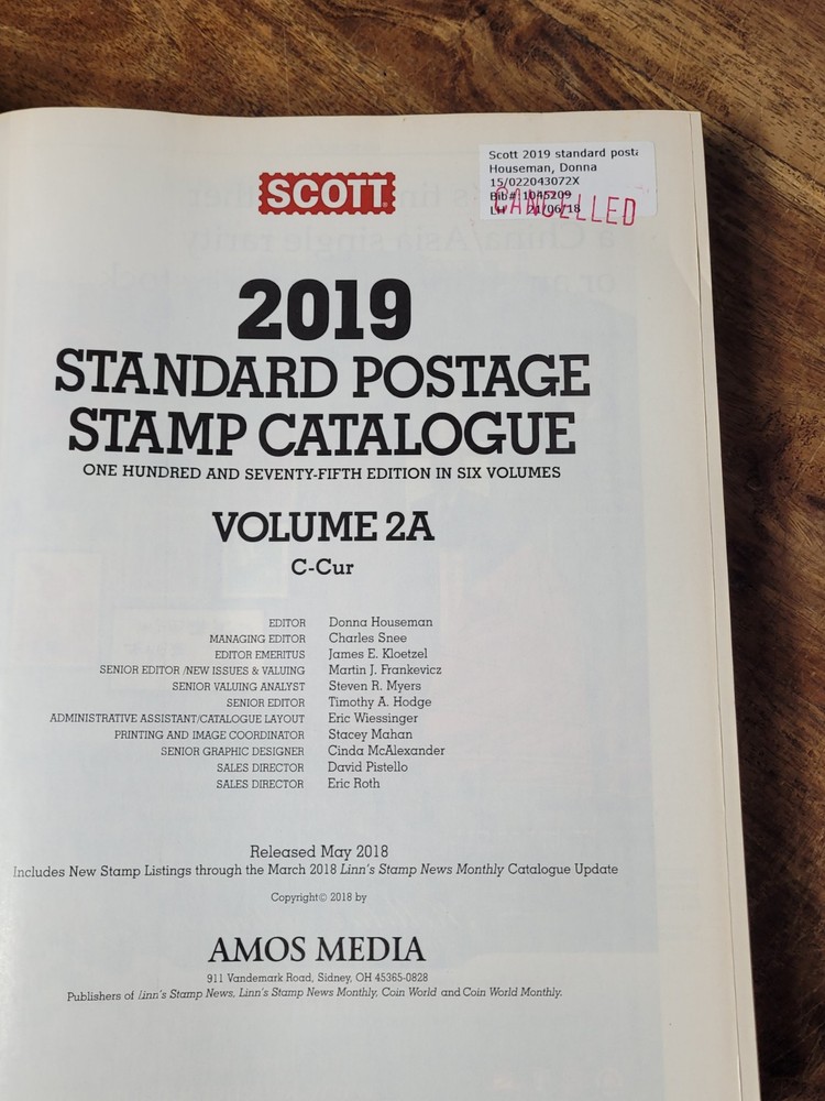 2019 Scott Standard Postage Stamp Catalogue 6 Volumes Standard Postage 1A To 3B