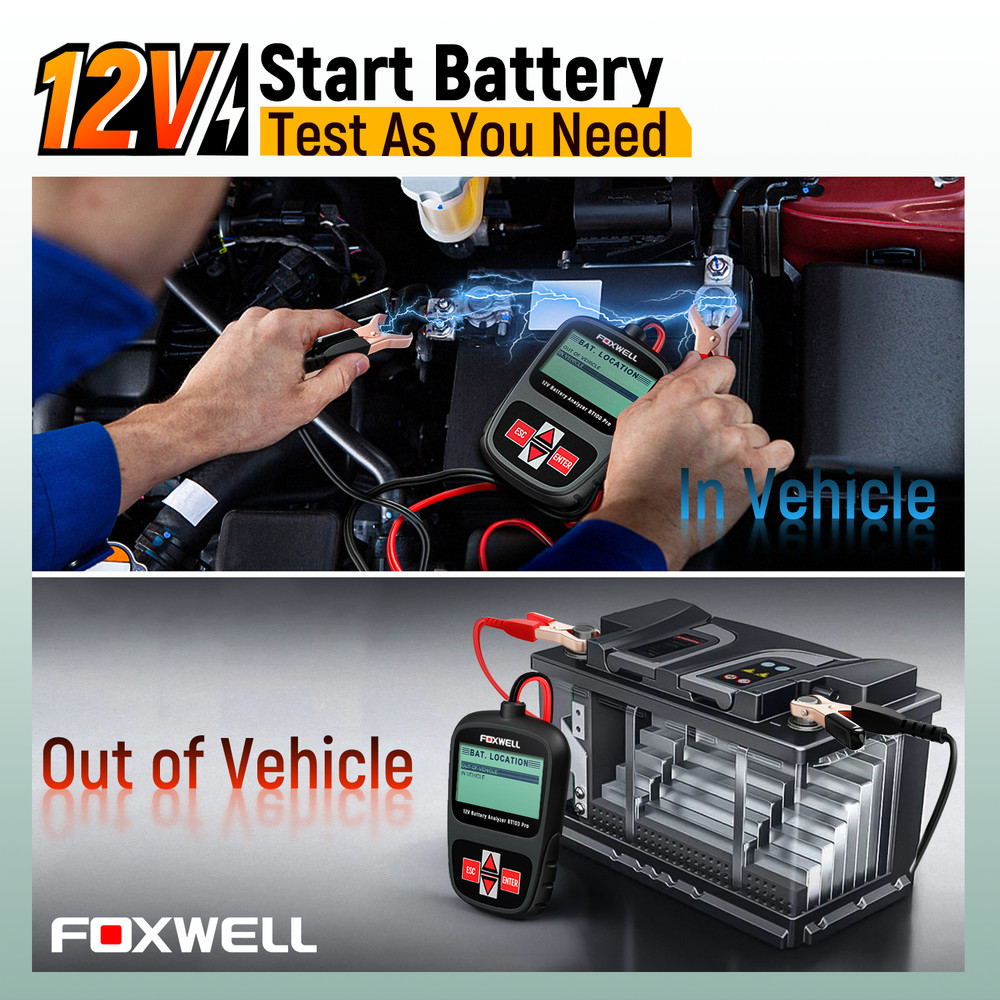 FOXWELL BT100 Pro Code Reader Battery Tester Cranking Charging Voltage Tester