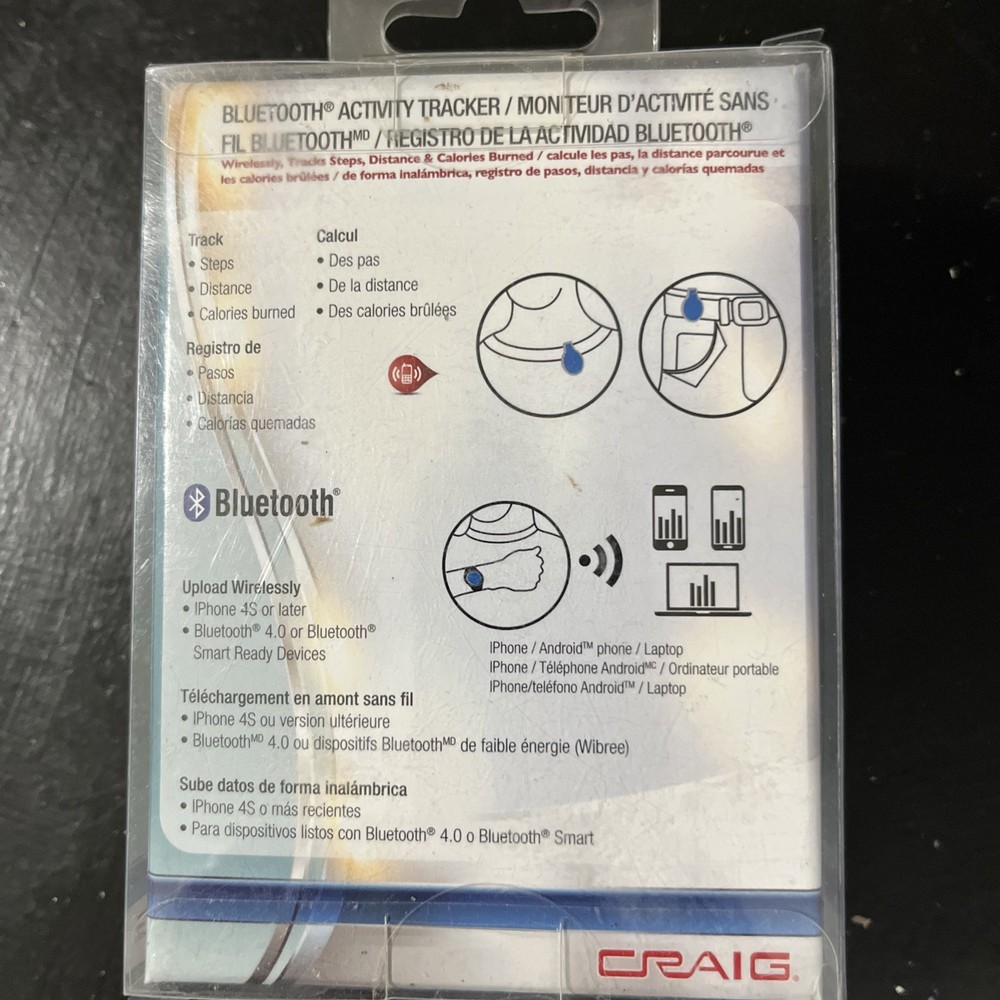 Craig Bluetooth Wireless Activity Tracker Track Step Distance Pedometer. D