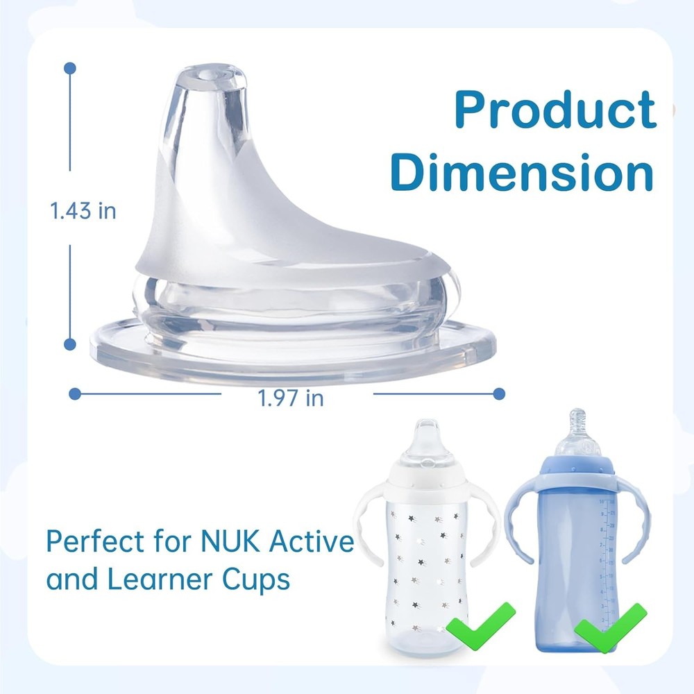 8Pack Replacement Silicone Spout Compatible with NUK, Soft Spout Replacement for
