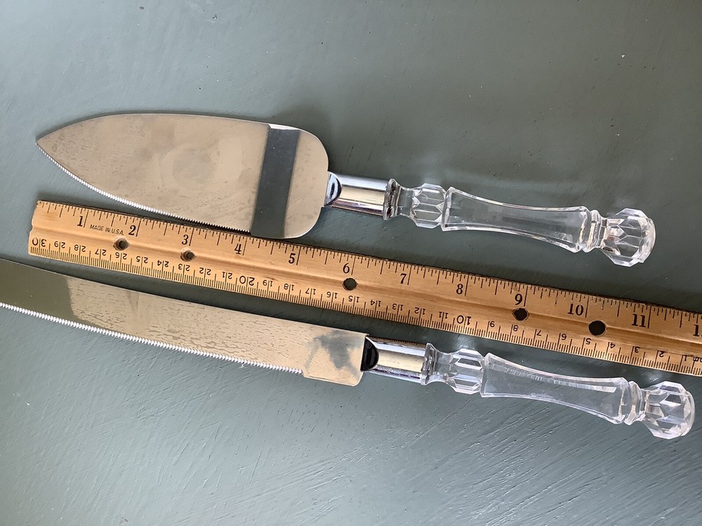 Wedding Cake Cutter Set Clear Handles