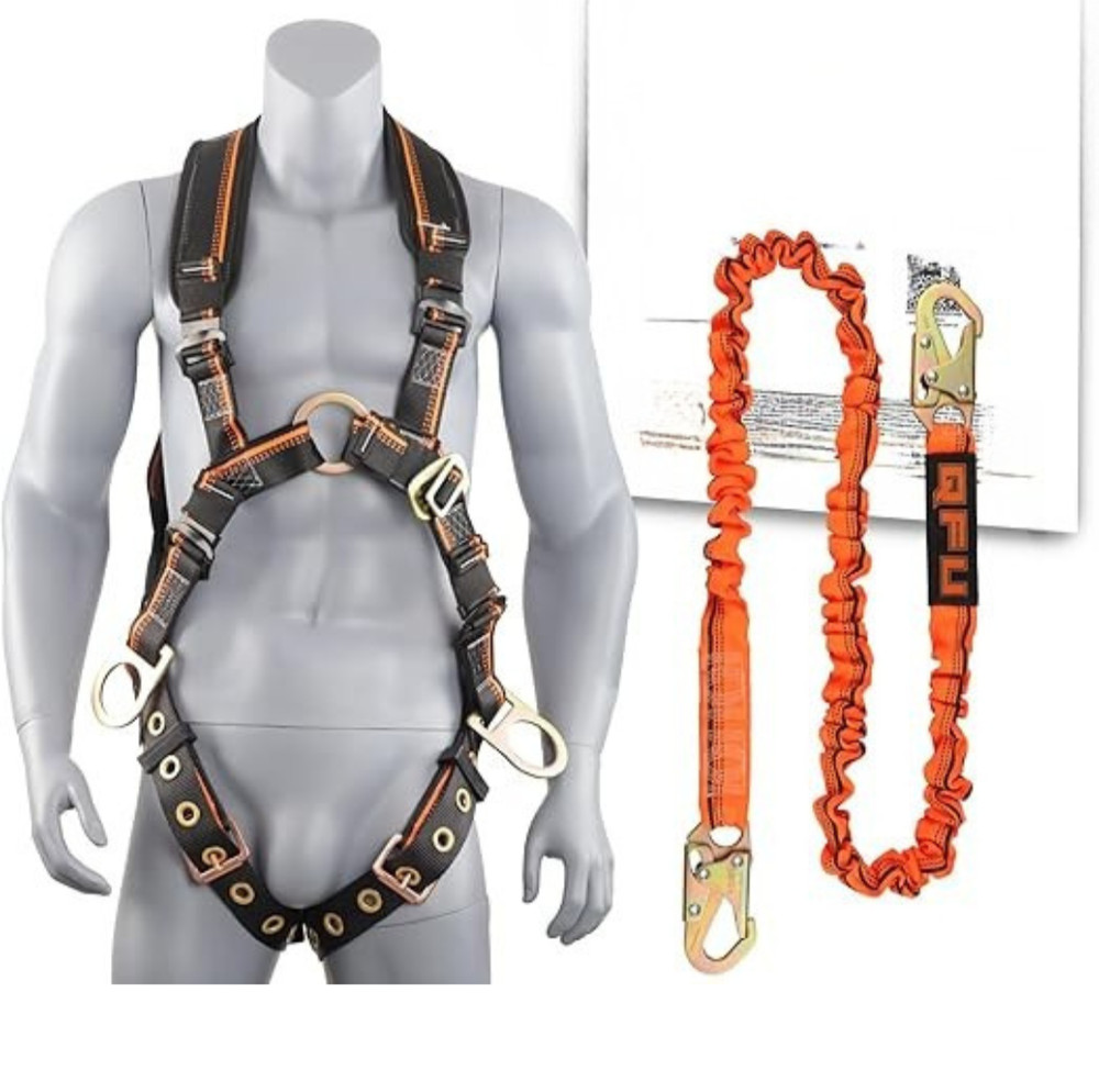 Safety Harness and Lanyard Fall Protection Kit with Drawstring Bag