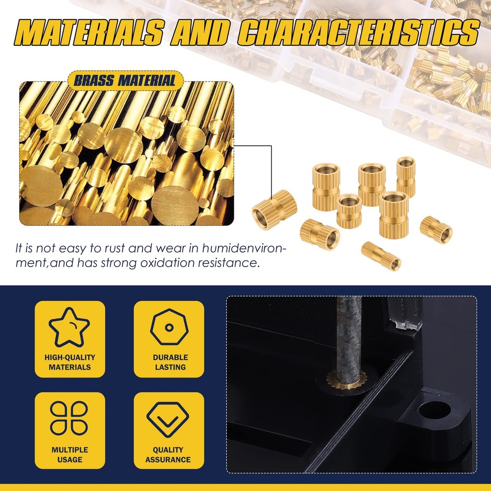 Bonost 500Pcs Threaded Inserts Kit M2 M3 M4 M5 - Female Thread 500, Clear