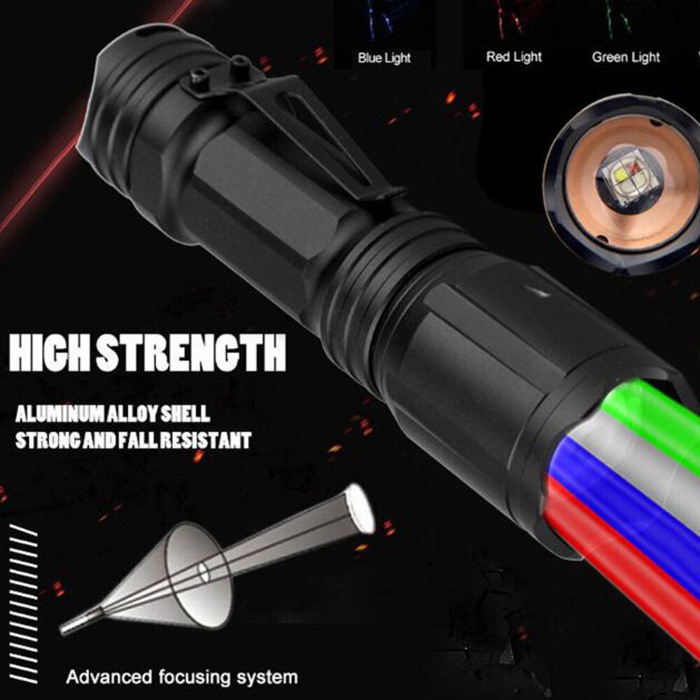 New USB Charging LED Flashlight Retractable Zoom Mini Flashlight 4 Light Source
