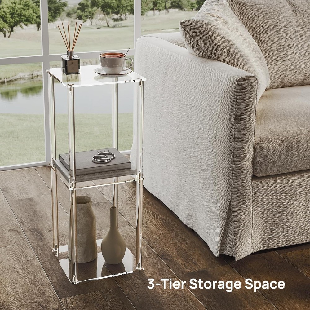Acrylic Drink Table Small Spaces 10" Square Clear Small Side Table/End Table