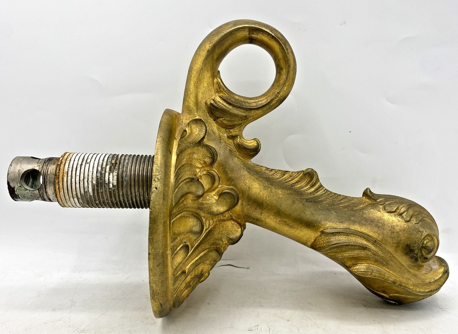 Large antique french fountain head faucet 19th century bronze fish