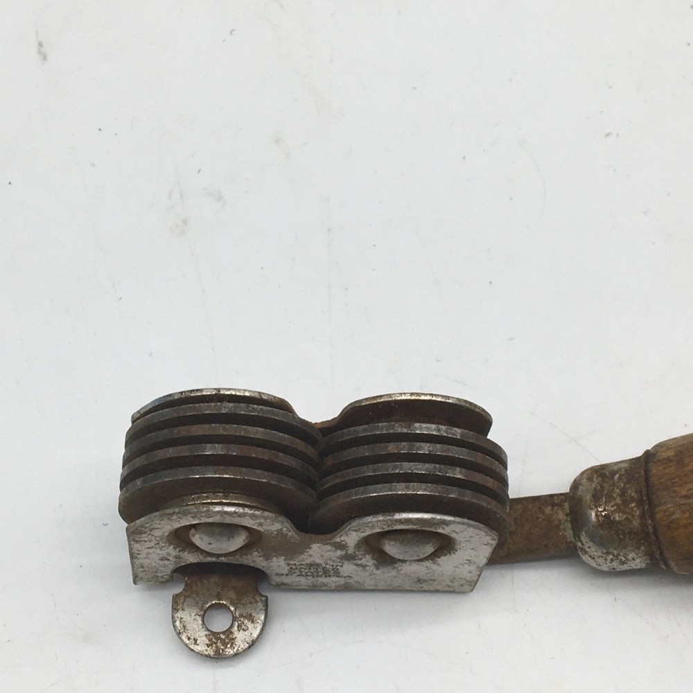 Pull Through Knife Sharpener Wood Handle Mountable Wood Handle Has Rust Vtg USA