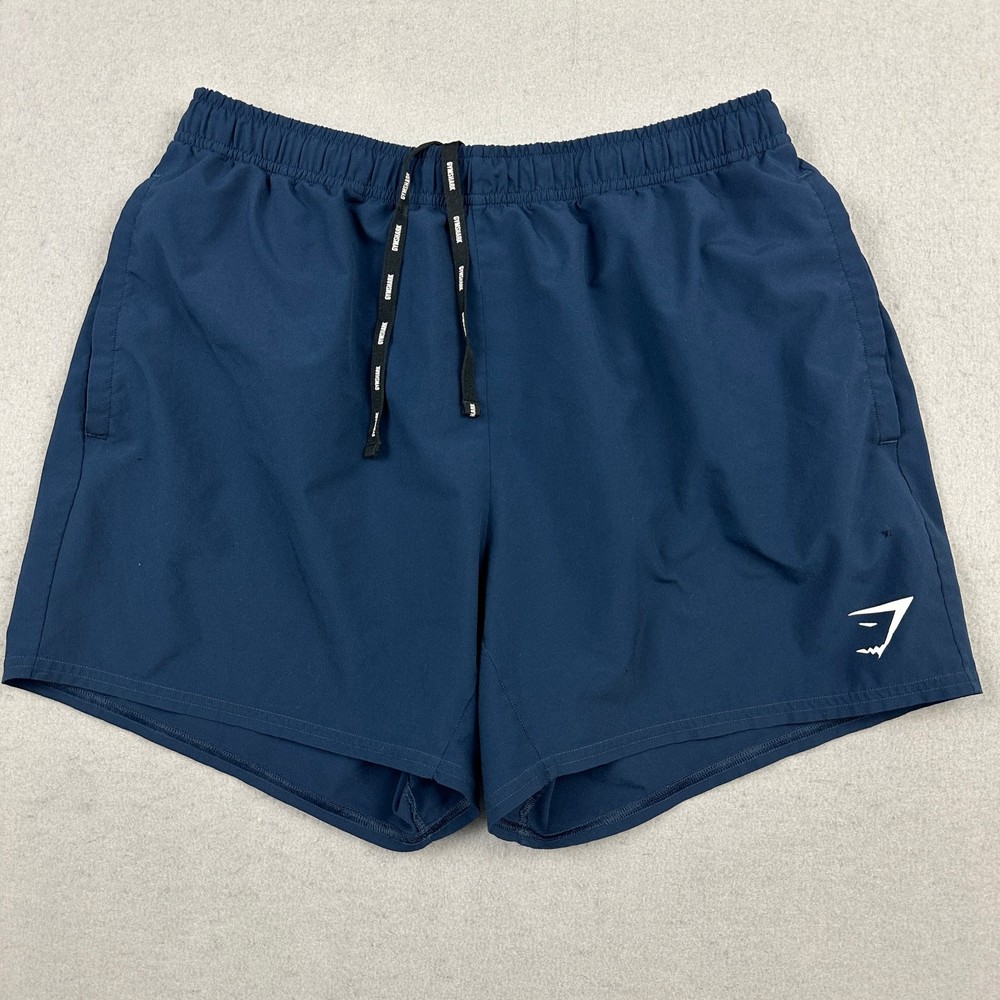 Gymshark Shorts Men Large Blue Solid Drawstring Gym Workout Running L *
