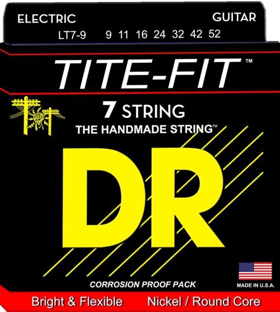 DR LT7-9 Electric Guitar Strings 9-52 Tite Fit 7 string lite