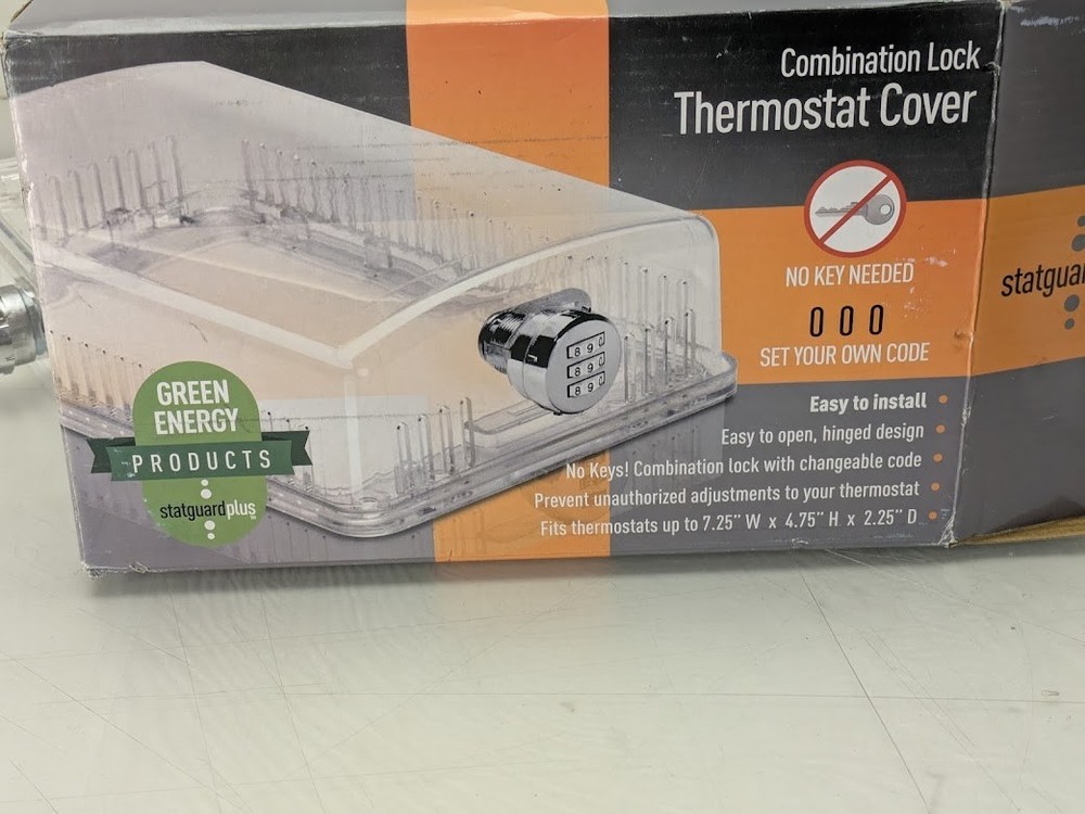 StatGuardPlus Universal Thermostat Guard Cover Clear with Changeable Code Lock