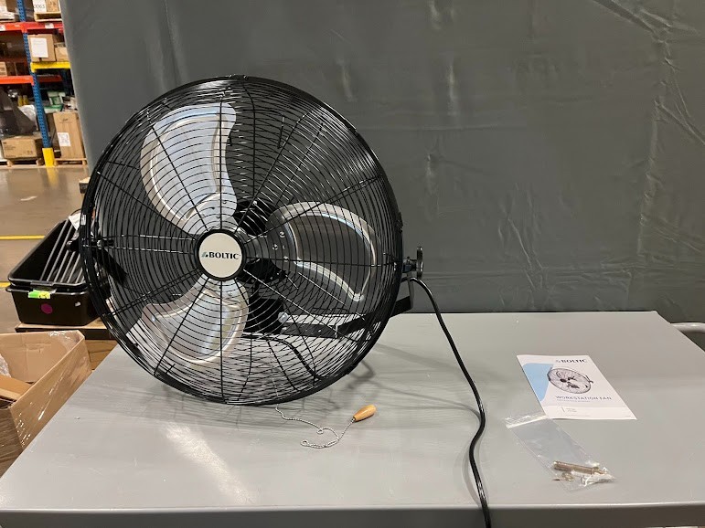 Boltic 20" Wall-Mounted 3-Speed Workstation Fan - 3,540-4,680 CFM, 120V