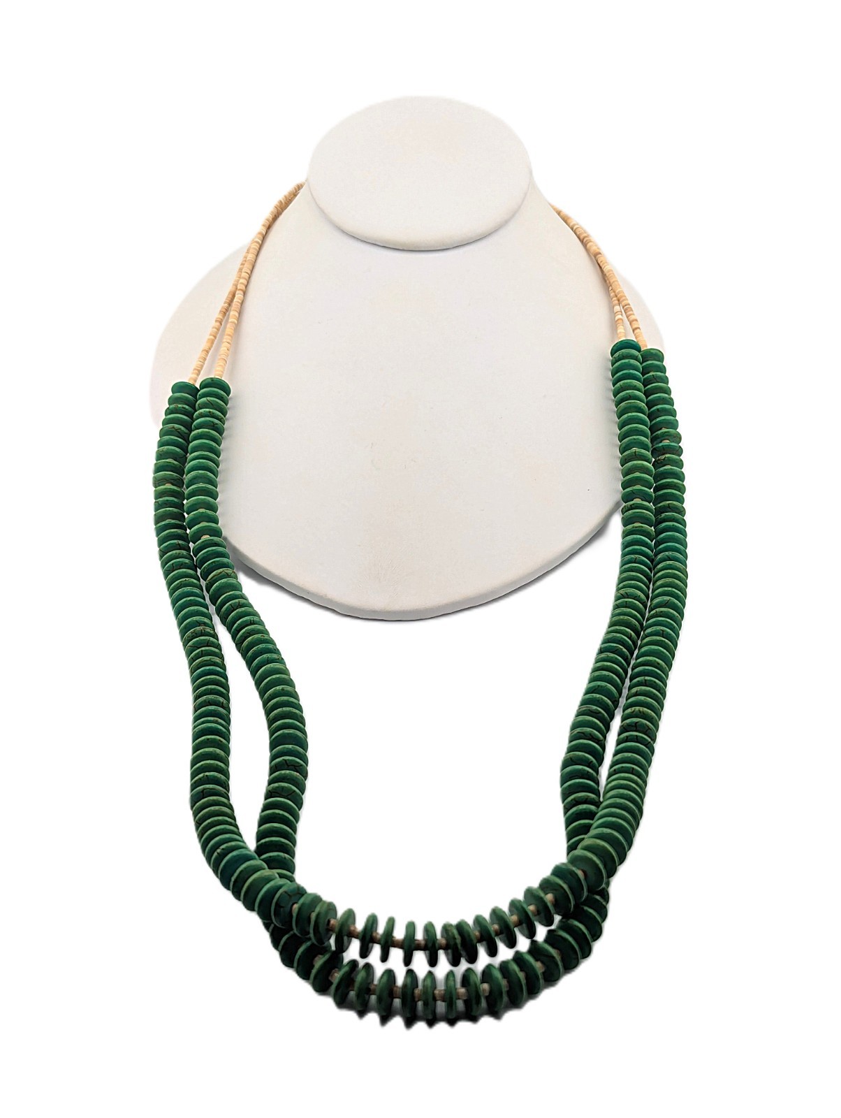 Navajo Necklace Gaspeite Discs 2 Strand Heishi Handmade Jewelry