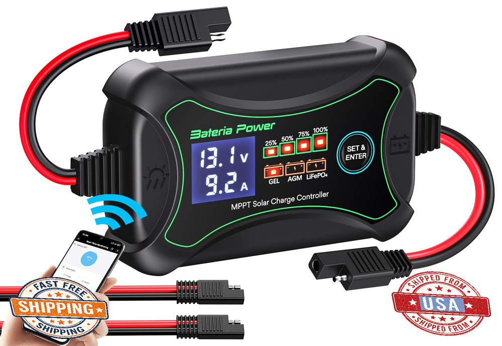 Sunrock 10Pro 10A MPPT Wireless Solar Charge Controller BT 12V Battery