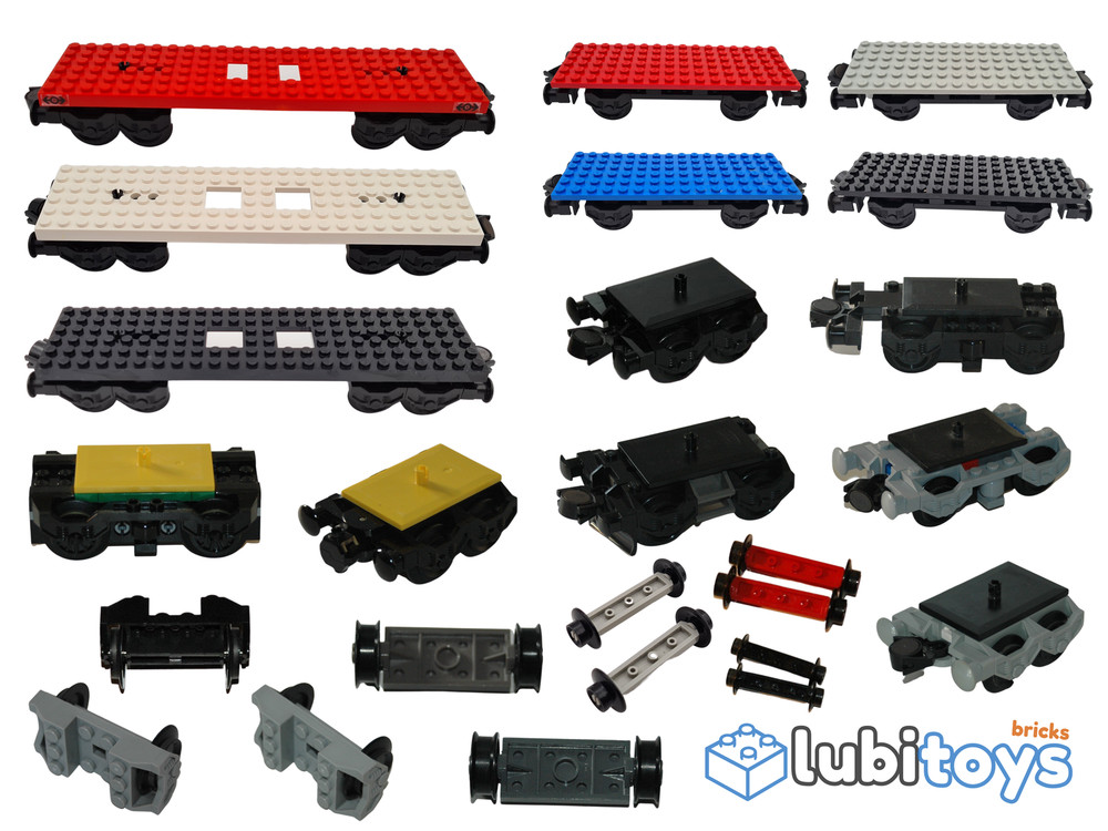 Lego® 9V TRAIN Railway Axle Complete Wheels Buffer Bogie Plate BLACK