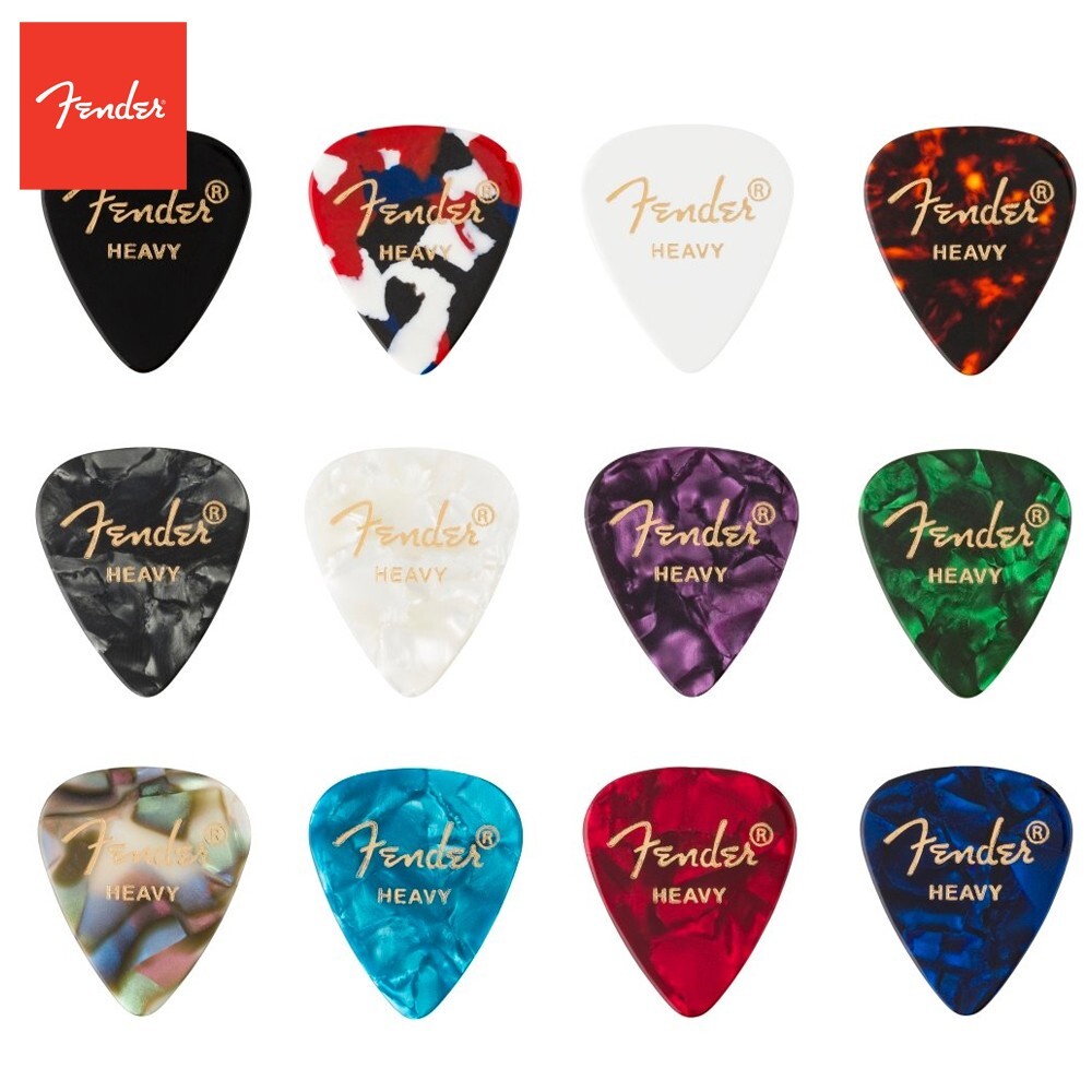 12-PACK Fender 351 Shape Celluloid Medley Guitar Picks - Heavy