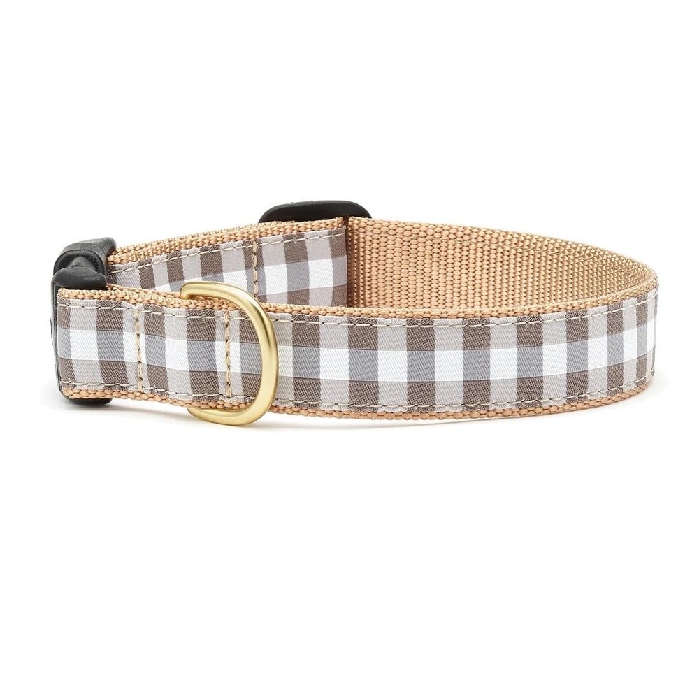 Gray Buffalo Check Dog Collar XLarge 18"-24" 1" Width