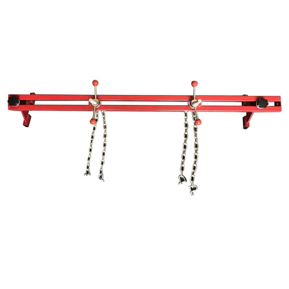 1100 Lb 59" Engine Support Bar Dual Hook Transverse Hook Cross Adjustable Red