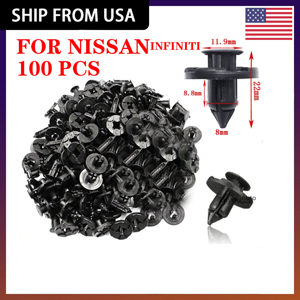 8mm Bumper Clips Retainer Rivets Fastener Plastic  Push 100Pcs
