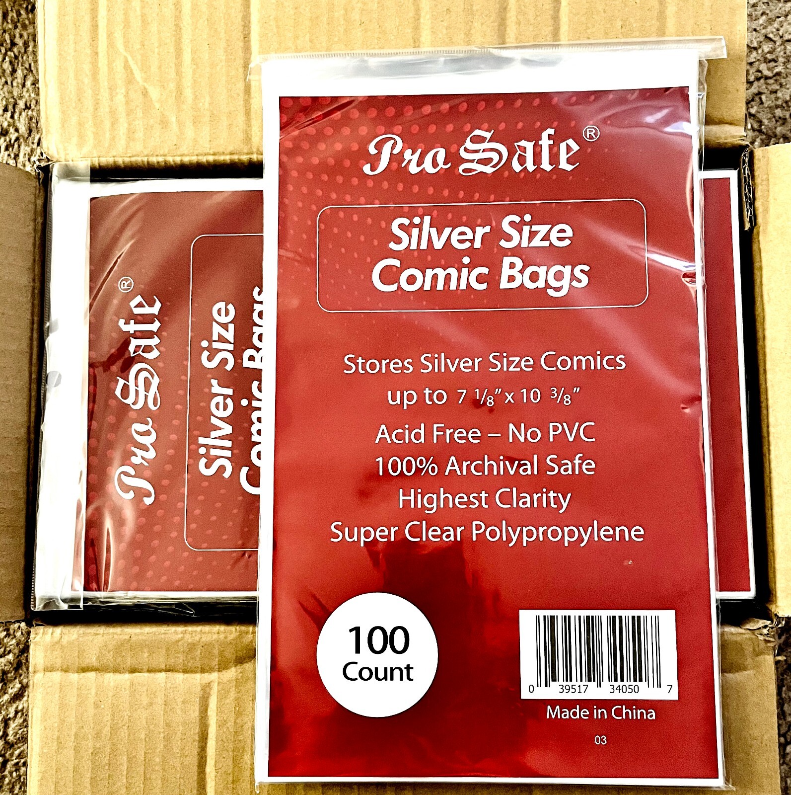 1000 Silver Age Comic Book Bags Sleeves with Flap - 10x100/pack Comic Book Bags